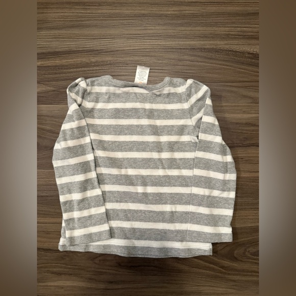 Gymboree Gray and White Striped Long Sleeve Tee “Making Spirits Bright” size 4T - Picture 2 of 4